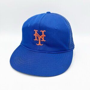 Vintage 90s NY New York Mets Mesh Trucker Adjustable Snapback Baseball Hat Cap